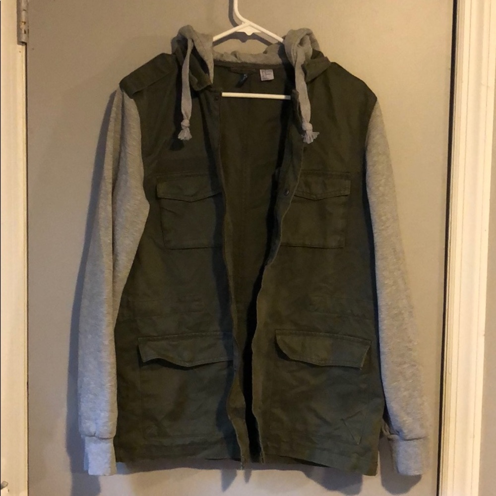 Army Green and Grey Utility Jacket